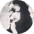 Woman with butterfly mask in black and white.